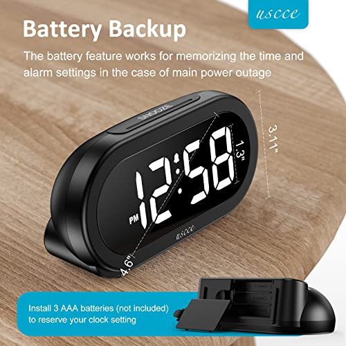 USCCE Small LED Digital Alarm Clock with Snooze, Easy to Set, Full