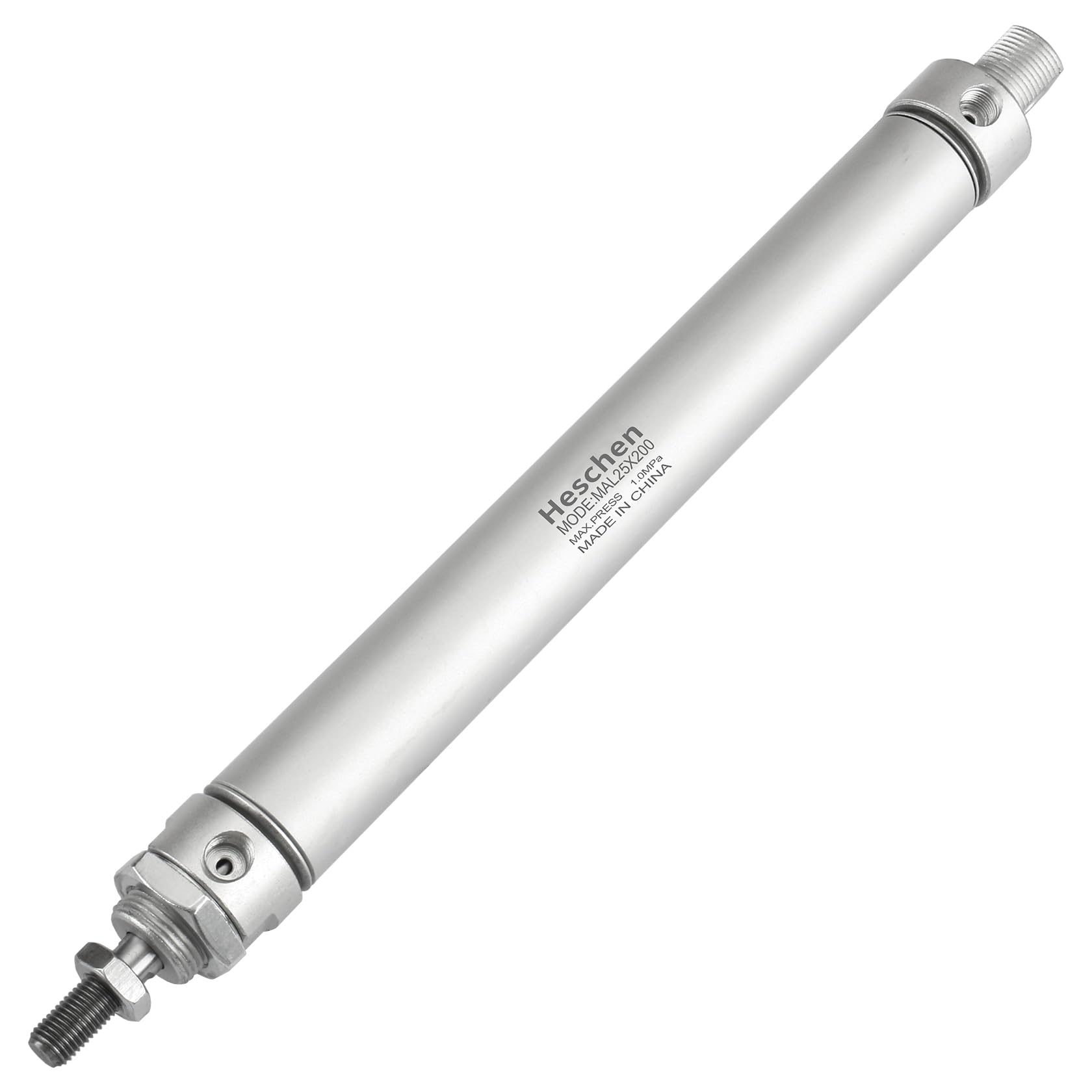 Heschen Pneumatic Slim Air Cylinder MAL 25-200 PT1/8 Port 25mm Bore 100mm Stroke Double Acting (200mm Stroke)