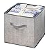 mDesign Soft Fabric Nursery/Playroom Closet Storage Organizer Bin Box with Front Handle for Cube Furniture Shelving Units - Holds Toys, Clothes, Diapers, Bibs - Lido Collection - 2 Pack - Gray