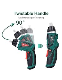 LANNERET   Destornillador inalámbrico de 7,2 V, mango giratorio recargable y 48 accesorios