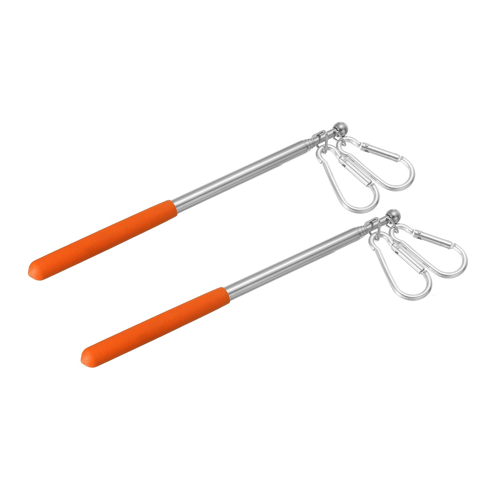 PATIKIL 3.3 Feet Telescopic Handheld Flagpoles, 2Pcs Tour Guide Flag Pole Stainless Steel Portable Collapsible Flag Pole with Clips for Teaching Pointer Training, Orange