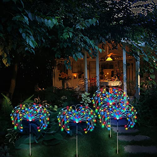 Solar Garden Lights Outdoor, 3 Pack 360 LED Solar Fireworks Lights Waterproof 8 Modes Starburst Lights with Remote, Solar Flower Light Garden for Pathway Patio Yard Lawn Parties Decorative(Multicolor)