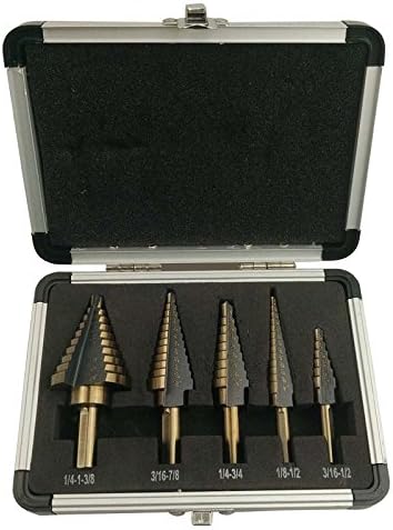 Here4Tool HT23013 50 Sizes Titanized HSS4241 Step Drill Bit Set with Aluminum Case for Eazy Storage