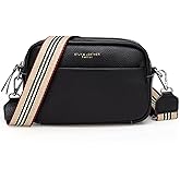Crossbody Bag for Women Genuine Leather Wide Strap Shoulder Bag Purse Trendy Design Camera Crossbody Purse Top Zip