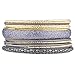 LUX ACCESSORIES Hematite Gold Tones Gunmetal Glitter Mesh Diamond Cut Bangle Set