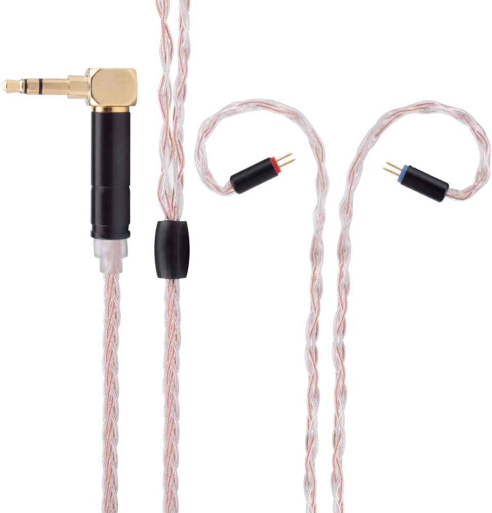 8 Core Upgrade Silver Plated Audio Cable, with 0.78mm 2 Pins Interface Cable for KZ ES4 ZSR ZSA ED16 ZST ZS5 ZS6 ZS10 ES3 TFZ TRN V20 V10 Earphones