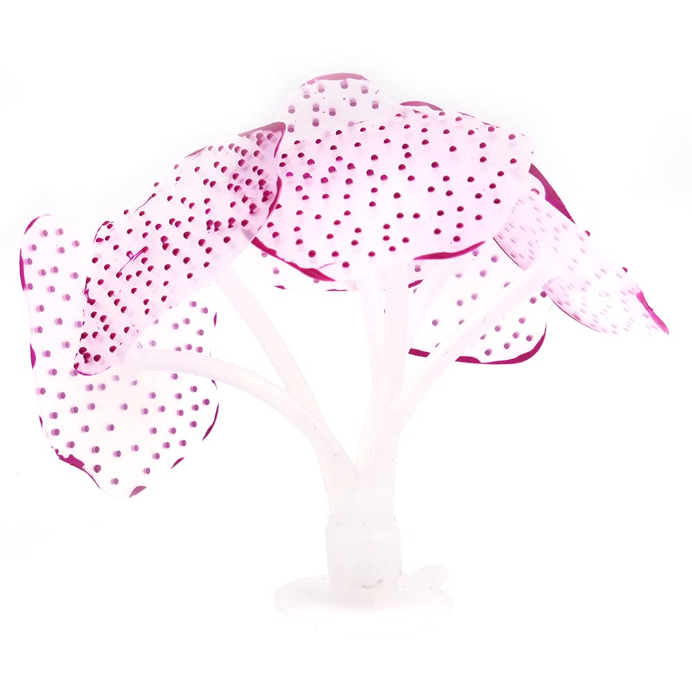 ANCLLO 2PCS Aquarium Coral Plant Artificial Silicone Coral for Fish Tank Decoration Aquarium Landscape, Colorful Glowing Effect Sea Plant Ornament with Suction Cup Purple