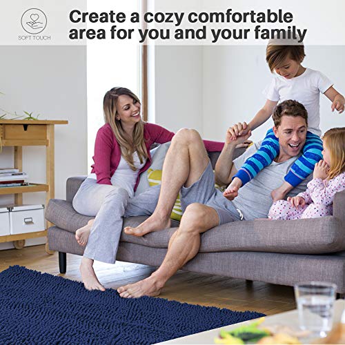 Secura Housewares Soft Microfiber Bathroom Rugs, 47 x 28 Inches Non Slip Bath Mat for Door, Bathroom & Bedroom with Water Absorbent, Machine Washable (Blue) - Thumbnail 2