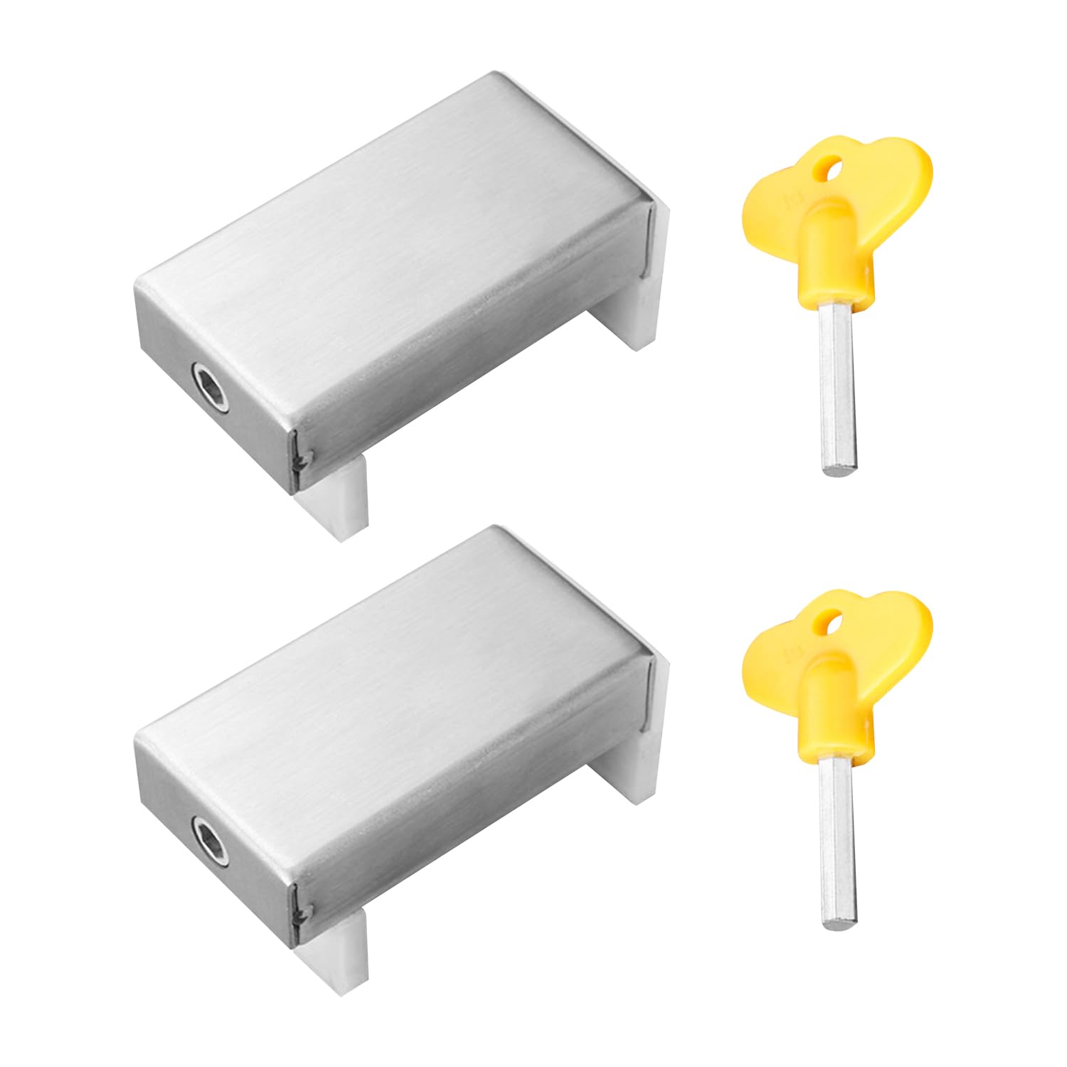 JTMKYO 2 Pieces Sliding Window Lock with Key, Window Security Lock, Adjustable Window Security Lock Block, Sliding Door Lock, no Punch Window Security Lock, Stainless Steel Sliding Window Security Lock
