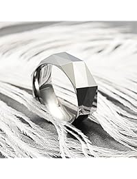 Three Keys Jewelry - Anillo de boda de tungsteno blanco de 0.315 in con múltiples facetas, anillo de compromiso para hombres y mujeres