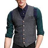 Zicac Men's Unique Advanced Custom Vest Skinny Wedding Dress Waistcoat (XL, Gray)