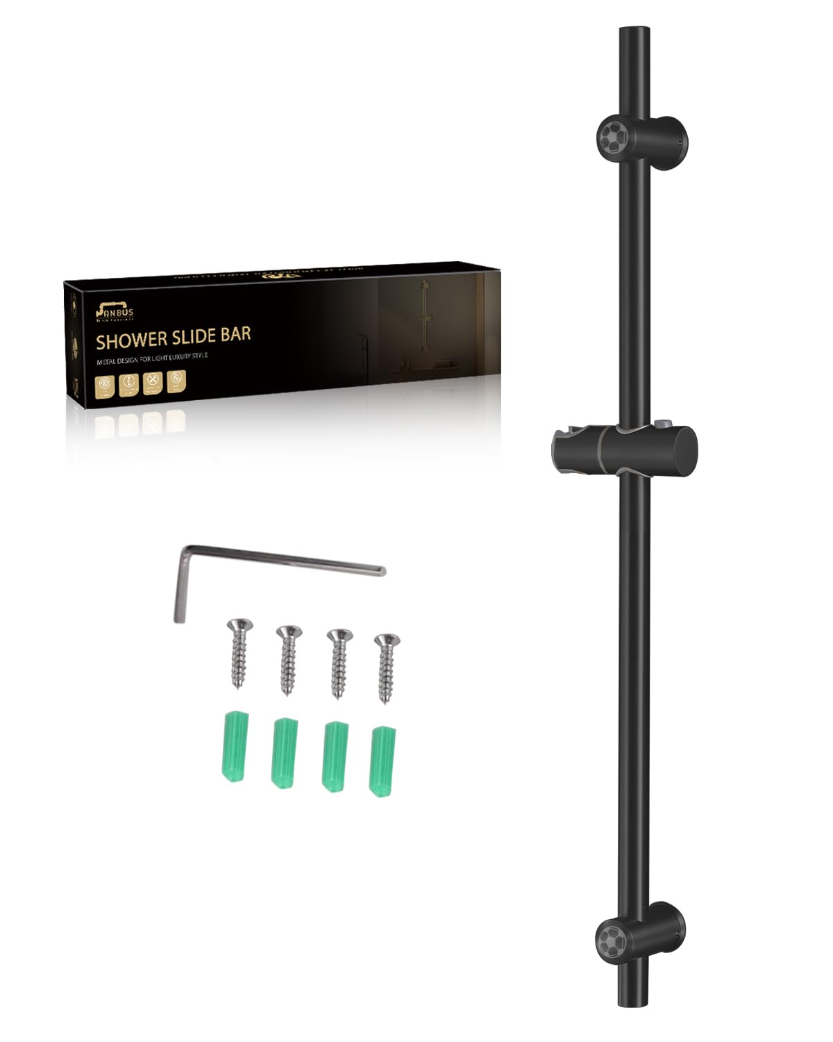 Photo 1 of Vanbus All Metal handheld shower head holder 30-Inch with Shower Slide Bar for Bathroom Wall Mount SUS 304 Stainless Steel Brushed Finish Matte Black