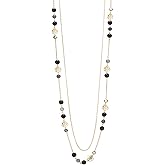 FULU AUTUMN Boho Gold Long Necklaces for Women Natural Stone Beaded Layered Long Necklace Mothers Day Gifts Dainty Flower Costume Jewelry for Women