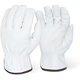 GUS 12 Pair Men's Goatskin Work Gloves, A Grade Durable Leather Work Gloves, Guantes de Trabajo Para Hombre