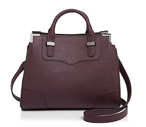 Minkoff Small Amorous Saffiano Leather Satchel Bag, Dark Cherry Rebecca