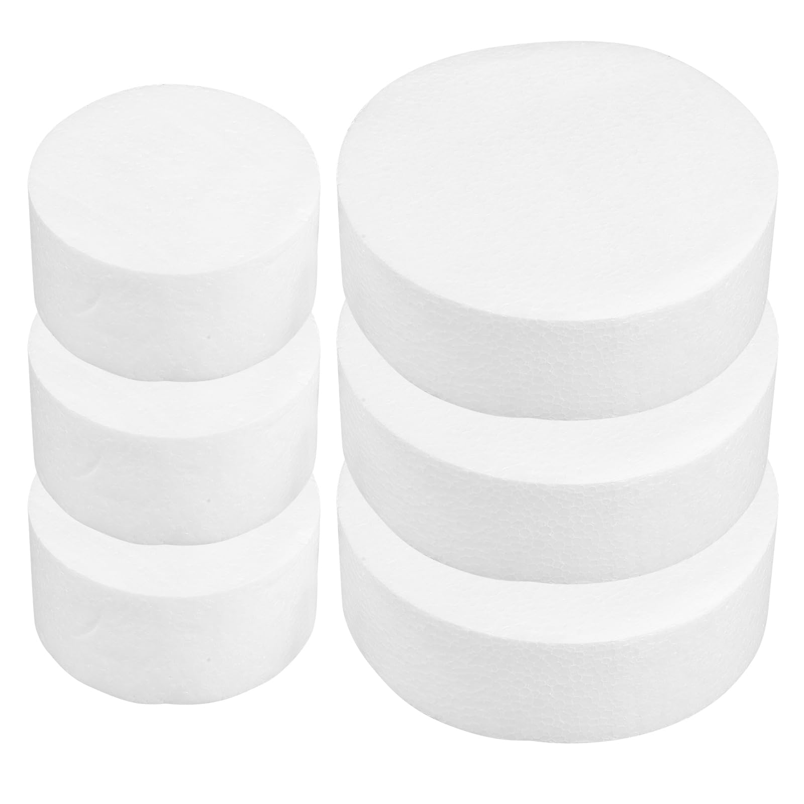 Happyyami 6 pcs Round Cake Dummies Foam Cake Mold DIY Modelling for Crafts Flower Arranging Wedding Christmas Party Decoration 14.5cm 10cm