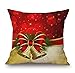 Rukiwa Christmas Throw Flax Pillow Case Decorative Cushion Zipper Cover