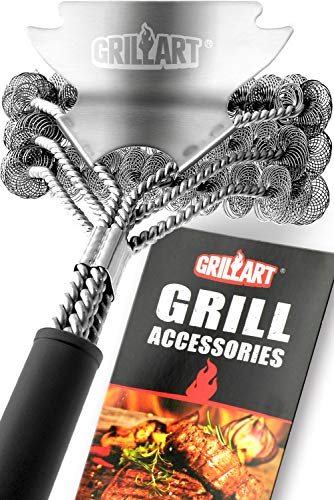 GRILLART Grill Brush And Scraper Bristle Free - Safe Barbecue Grill Brush - 18'' Best Stainless Steel BBQ Accessories Cleaner For All Grill Grates BBQ Grill Brush For Grill Wizard