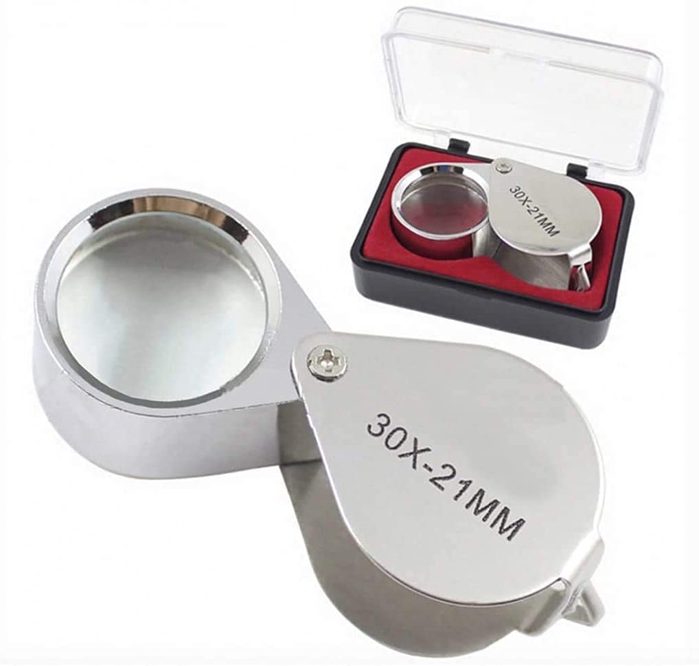 Multibao 30x21mm Home Full Metal Jewelers Magnifier,Best Pocket Folding Magnifying Glass Jewelers Lens Eye Loupe