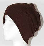 ALL 1N ALL Ribbed Beanie Hat Slouch Style Skull Cap Ski Hat Brown