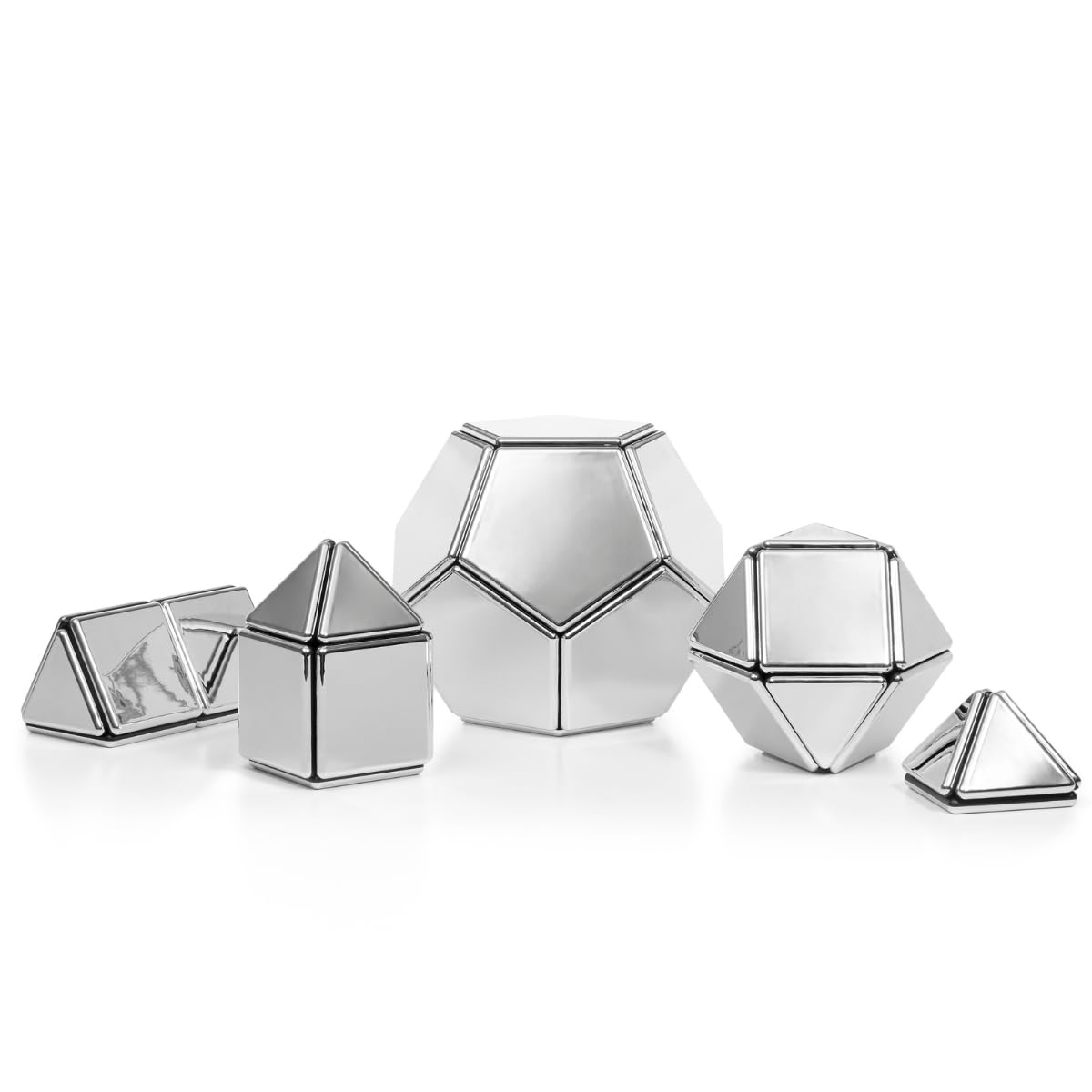 Mirrored Magnetic Polydron - Early Years Educational Construction Learning Shape Toy - 48 Pieces - 3 Years +