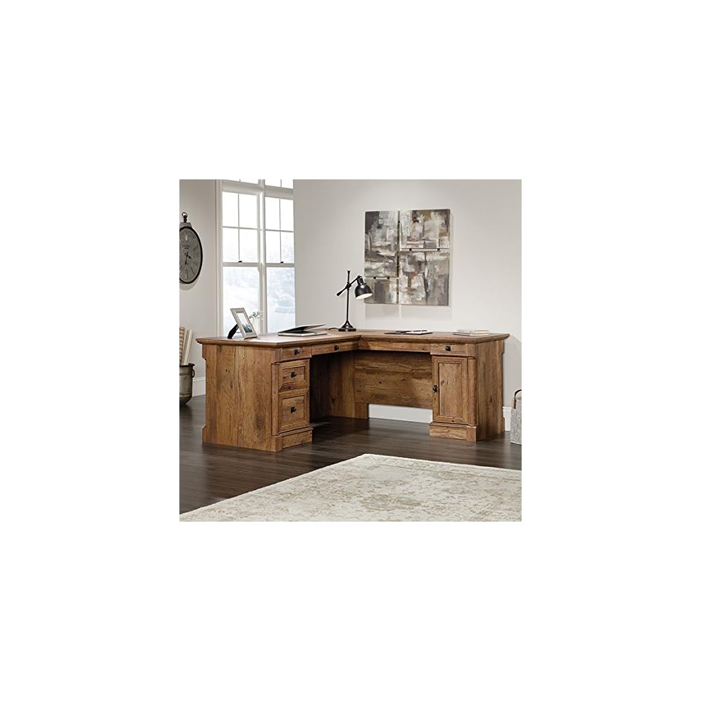Sauder Palladia LShaped Desk, Vintage Oak finish LAVORIST