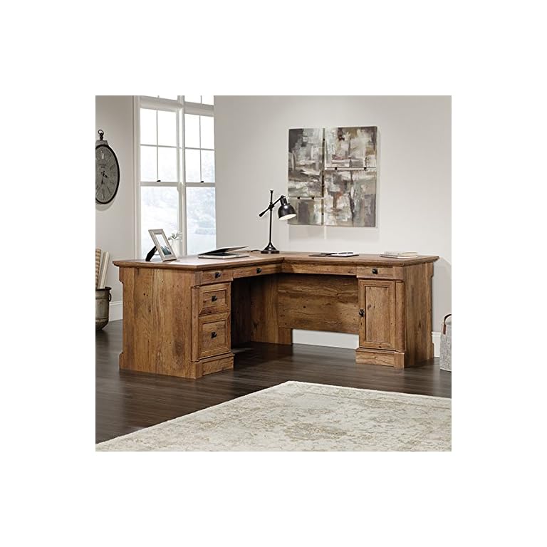 Sauder Palladia LShaped Desk, Vintage Oak finish LAVORIST