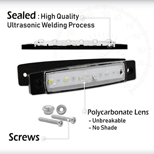 image for Meerkatt (Pack of 2) 3.8 Inch White 6 LED Side Marker Light Indicators