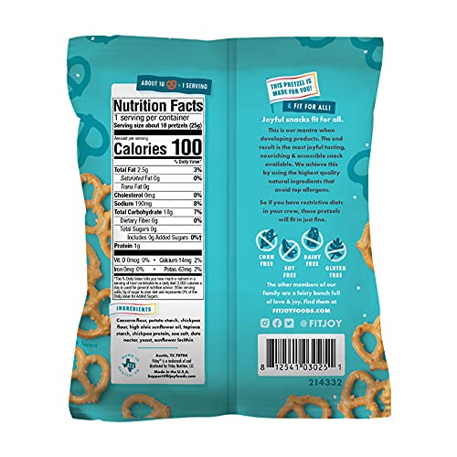FitJoy Grain Free Gluten Free Pretzels Salt Twists, 100 Calories, 18