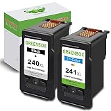 GREENBOX Remanufactured Ink Cartridges 240 and 241 Replacement for Canon PG-240XL CL-241XL 240 XL 241 XL Canon PIXMA MG3620 TS5120 MX532 MX472 MX452 MG3522 MG2120 MG3520 (1 Black 1 Tri-Color)