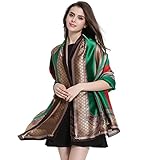 K-ELewon Silk Feeling Scarf Fashion Scarves Long Lightweight Sunscreen Shawls for Women SK063(Green)