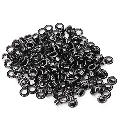 HEEPDD 100 Sets Grommets Eyelets, 4MM Double Sided Metal for Leather Shoes Clothing Crafts, Hardware Kit with Washers for DIY Bag Belt Tags Decoration(Gunmetal Color)