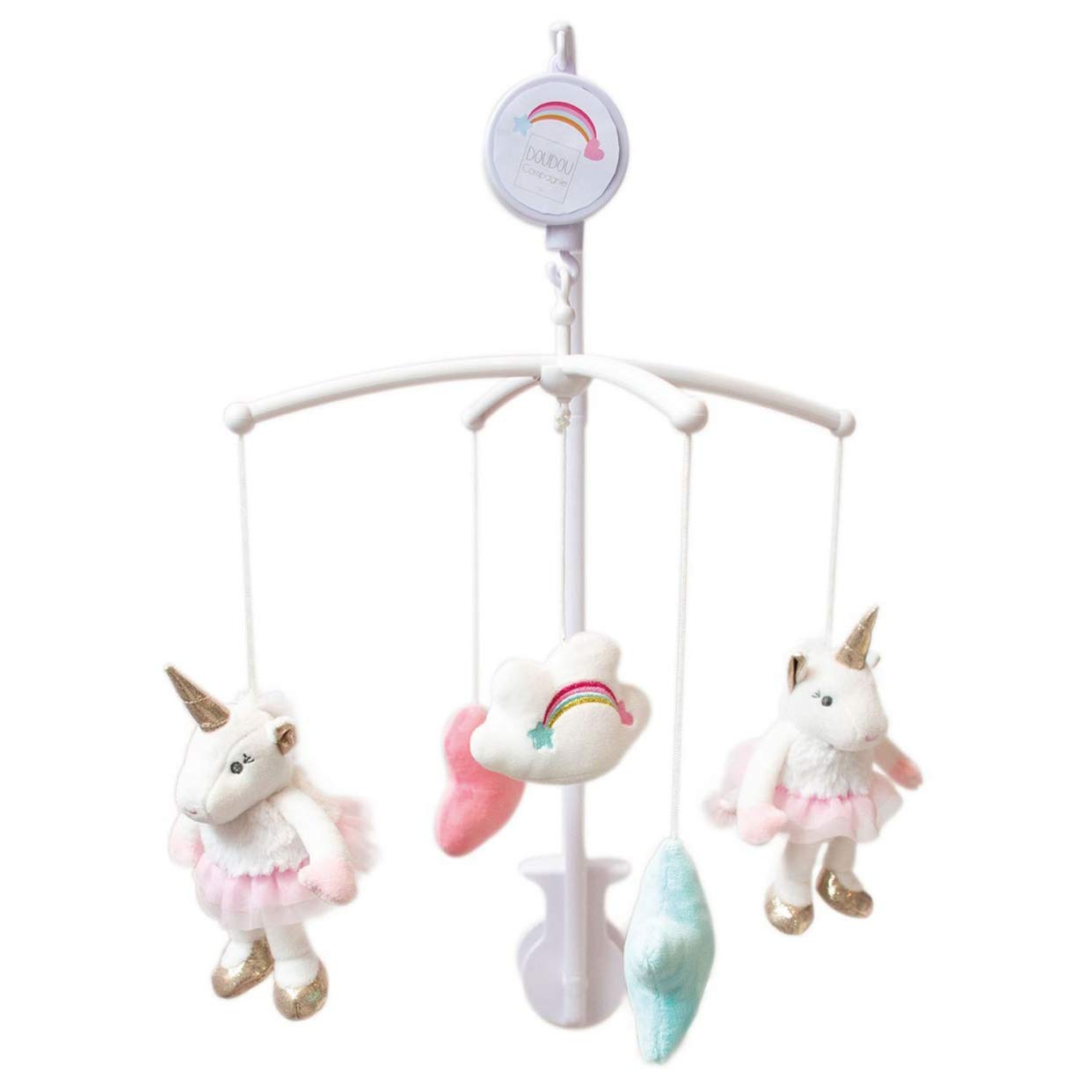 Doudou et Compagnie - DC3436 Baby Musical Mobile with Unicorn Soft Toy - 90 cm - White - My Pretty Unicorn