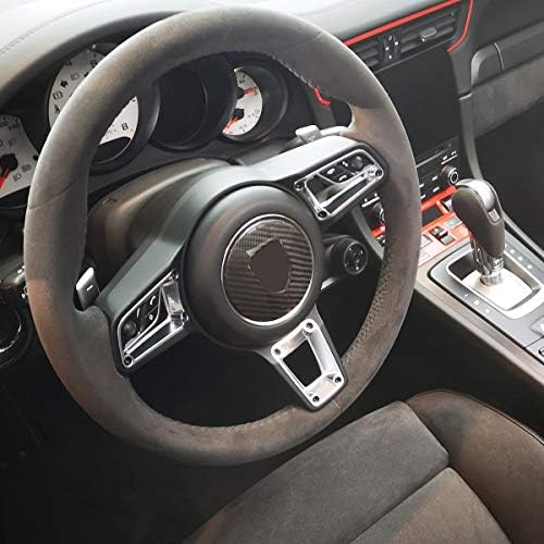 Carbon Fiber Car Steering Wheel Decoration Panel Cover Trim For 911 718 Cayenne Macan Panamera 2018-2019