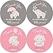 1.9 Inch Stickers Baby Shower Favors Girl Thank You Gray Elephant (Light Pink)