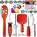 Pumpkin Carving Kit – Stainless Steel Tools with 10 Carving Stencils 2 LED Pumpkin Lights Pumpkin Cutting Supplies Tools Set for kids&adult Stainless Steel Halloween Decoratio Jack-O’-Lantern (39 PCS Luxury Set)