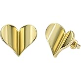 Ted Baker London Heidi Flutter Heart Large Stud Earrings for Women (Gold)