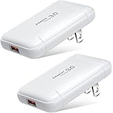 Slim Flat USB Wall Charger, Costyle 2 Pack 18W GaN Tech Fast Charge 3.0 Port Fast Charging Block with Foldable Plug Compatible for Samsung Galaxy S10 S9, iPhone 11 Xs XR X, Wireless Charger (White)