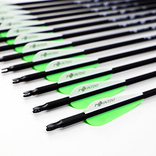 Pointdo 12pcs 30Inch Archery Carbon Arrow Hunting And Practice Targeting Arrow with Replaceable Tips and 3" Light Vanes For Recurve Bow& Compound Bow