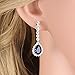 GULICX Luxury Teardrop Dangling Earrings Drops Blue Silver Tone Sapphire Color Cubic Zirconia Crystal