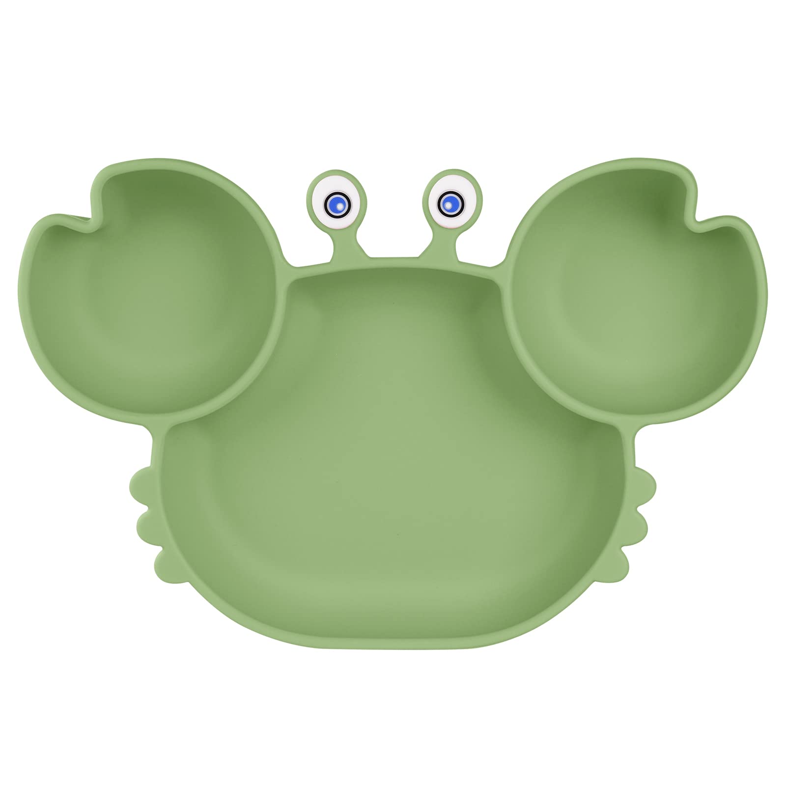 Vicloon Baby Suction Plate, Baby Plate Silicone Suction Toddler Plates, Self Feeding Training Divided Plate, Non Slip Silicone Baby Weaning Plate for Most Highchairs Trays (Green)
