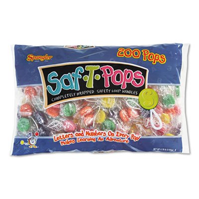 SPANGLER CANDY COMPANY Saf-T-Pops, Assorted Flavors, Individually Wrapped, 200/Pack (182)