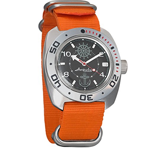 Vostok Amphibian Automatic Mens Wristwatch Self-Winding Military Diver Amphibia Case Wrist Watch #710526 (Orange) Vostok Amphibian Automatic Mens Wristwatch Self-Winding Military Diver Amphibia Case Wrist Watch #710526 (Orange)