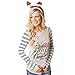 GBSELL Women Casual Deer Letter Cotton Long Sleeve Shirt Tops (L, Gray Stripe)
