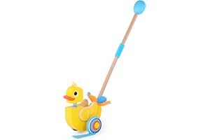 Battat – Waddling Push Toy – Wooden Duck – Walks & Flaps – Silly Sounds & Bobble Head – 12 Months + – Quack & Go Duck