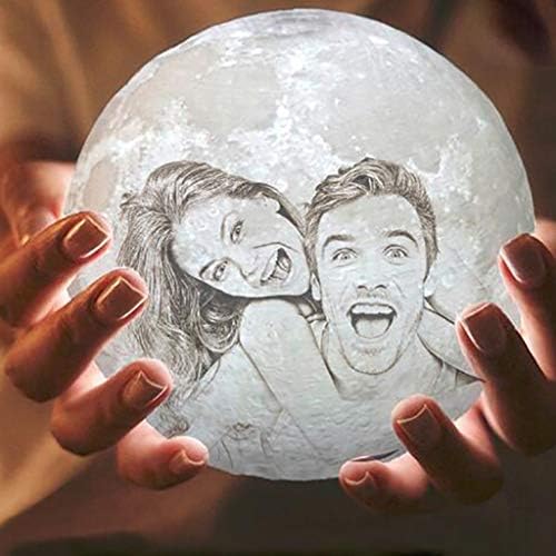LLCOFFGA Private Custom-Made Moon Lamp 3D Printed LED Night Light 16 Colors Remote Control Moon Light, USB Rechargeable Home Decorative Light Romantic Gift,15cm