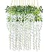 12 Pack 3.6 Feet/Piece Artificial Fake Wisteria Vine Ratta Hanging Garland Silk Flowers String Home Party Wedding Decor (White)
