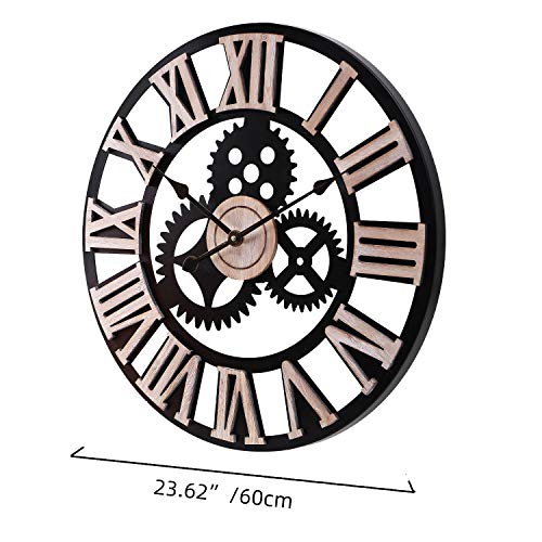 INFINITY TIME Large Modern Gear Wall Clock,Retro Rustic Decorative