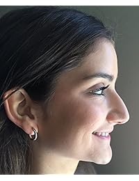 Pendientes de aro de oro amarillo de 14 quilates con cierre de clip, tubo de 0.118 in