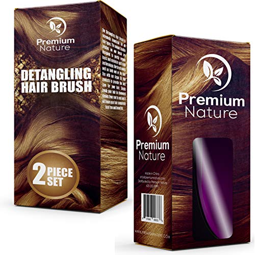 Detangling Hair Brush Gift Set - Two Piece No Pain Glide Thru Detangler Brushes For Curly Straight Wavy Wet & Dry Thick or Thin Tangle Hair Women Men Kids Hairbrush Teezer Comb Sets (Black & Purple)